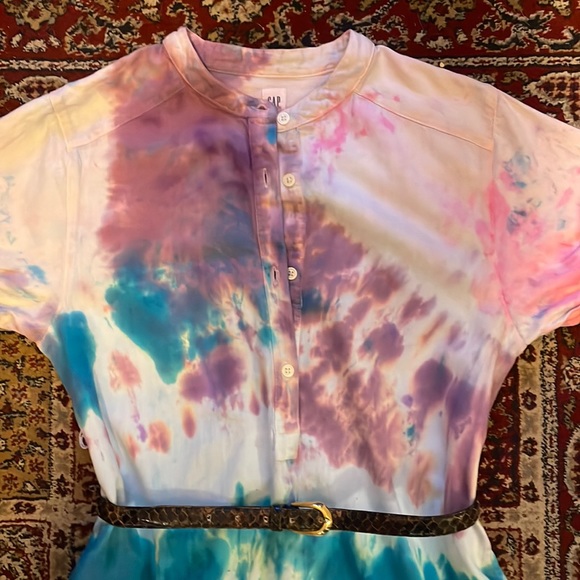 Size xs GAP hand dyed tunic shirt with vintage leather belt - Picture 3 of 12